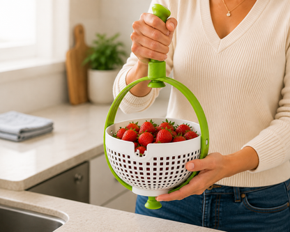 SimplieFresh™ Rotating Drain Basket | Fruit & Vegetable Spinner